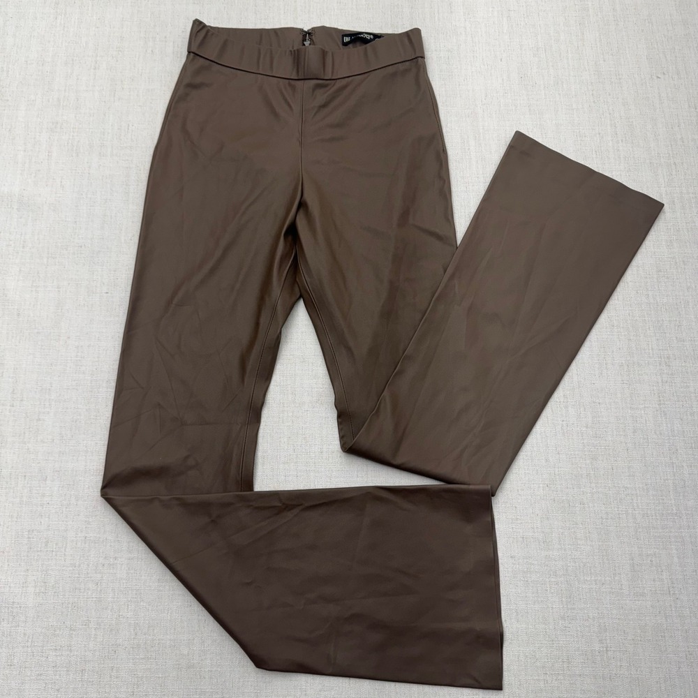 Blank NYC Brown Vegan Leather Flare Pants‎ Womens Size Small NEW